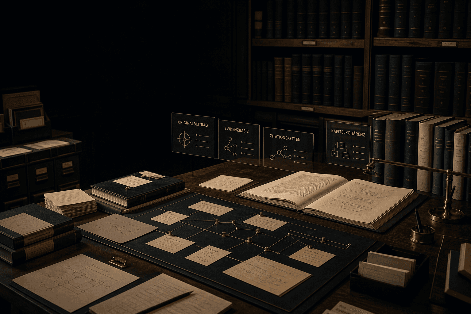 A structured dissertation workspace with notes, chapters and source checks